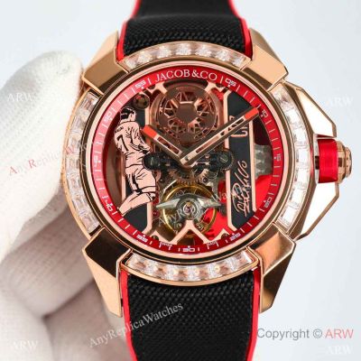 TWF Swiss Replica Jacob & Co. Epic x CR7 Flight of CR7 Watch Rose Gold with Baguettes